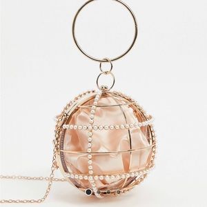 ASOS DESIGN cage sphere clutch bag with embellishment